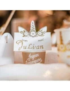 8 Marque Places Licorne Blancs Et Or 8 8 Marque Places Licorne Blancs Et Or -Déco Festive Soldes 8 marque places licorne blancs et or 3