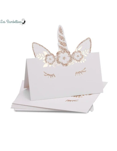 8 Marque Places Licorne Blancs Et Or 1 8 Marque Places Licorne Blancs Et Or