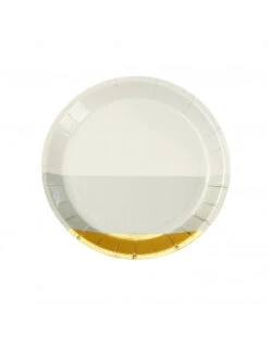 8 Mini Assiettes Pour Petits Fours Dorées Et Grises