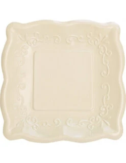 8 Petites Assiettes Carrées Dessin En Relief Argent