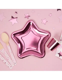 8 Petites Assiettes Etoiles Roses