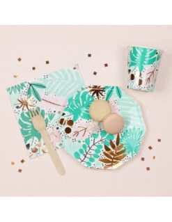 8 Petites Assiettes Imprimé Tropical -Déco Festive Soldes 8 petites assiettes imprimes tropical 2