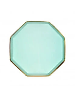 8 Petites Assiettes Vert Menthe Liseré Doré 20Cms Meri Meri