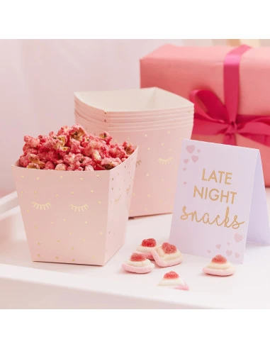 8 Petites Boites Pop Corn Roses Cils Dorés 1 8 Petites Boites Pop Corn Roses Cils Dorés