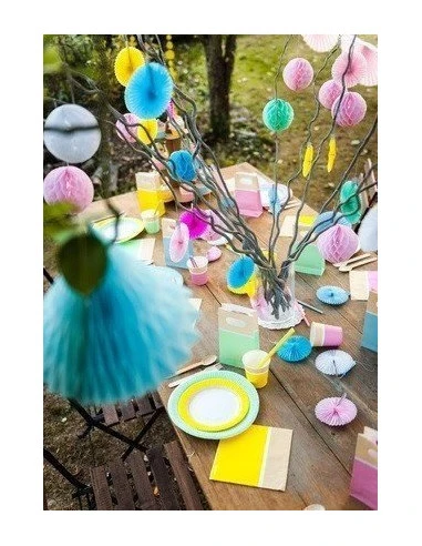 8 Petites Boules Papier Alvéolées Vert Menthe 10cms 2 8 Petites Boules Papier Alvéolées Vert Menthe 10cms – Image 2