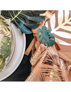 8 Petites Feuilles Tropicales Sur Tiges 12Cms -Déco Festive Soldes 8 petites feuilles tropicales sur tiges 12cms 2