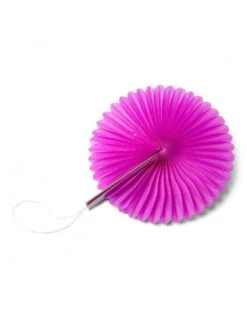 8 Petits Eventails Papier Alvéolés Rose Fuchsia 10cms