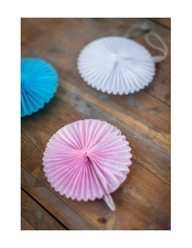 8 Petits Eventails Papier Alvéolés Rose Pastel 10cms 2 8 Petits Eventails Papier Alvéolés Rose Pastel 10cms – Image 2