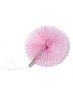 8 Petits Eventails Papier Alvéolés Rose Pastel 10cms