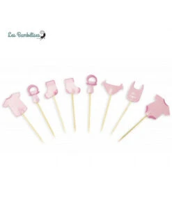 8 Piques Gateaux Baby Shower Fille