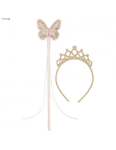 Baguette Papillon & Serre Tête Couronne Dorée 1 Baguette Papillon & Serre Tête Couronne Dorée