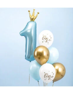 Ballon Chiffre 1 An Bleu Couronne Dorée -Déco Festive Soldes ballon chiffre 1 an bleu couronne doree 2