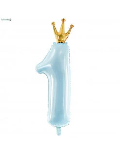 Ballon Chiffre 1 An Bleu Couronne Dorée