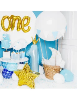 Ballon Chiffre 1 An Bleu Couronne Dorée -Déco Festive Soldes ballon chiffre 1 an bleu couronne doree 3