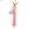 Ballon Chiffre 1 An Rose Couronne Dorée