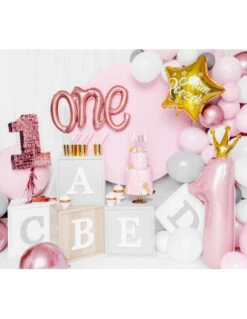 Ballon Chiffre 1 An Rose Couronne Dorée -Déco Festive Soldes ballon chiffre 1 an rose couronne doree 3