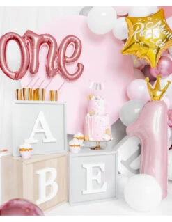 Ballon Chiffre 1 An Rose Couronne Dorée -Déco Festive Soldes ballon chiffre 1 an rose couronne doree 4