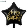 Ballon Étoile Noir & Or Happy Birthday