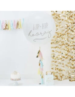Ballon Géant Ecriture Hip Hip Hooray Guirlande Tassel Pastel