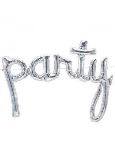 Ballon Métallique Argent Iridescent Mot "Party" 2 Ballon Métallique Argent Iridescent Mot "Party" – Image 2