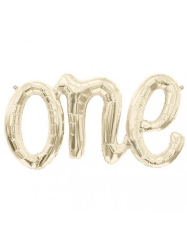 Ballon Métallique Or Blanc Mot "One" 3 Ballon Métallique Or Blanc Mot "One" – Image 3