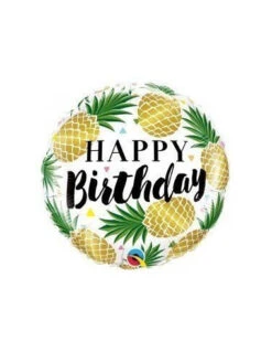Ballon Métallique Rond Ananas Happy Birthday