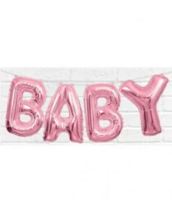 Ballon Métallique Rose Pastel Mot "Baby" Majuscule