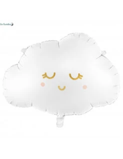 Ballon Nuage Blanc & Cils Dorés En Aluminium