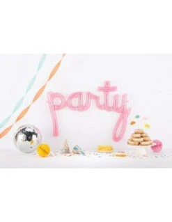 Ballon Plastique Transparent Rose Mot Party