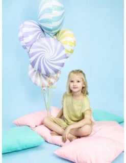 Ballon Sucre D'Orge Rond Lilas Pastel En Aluminium -Déco Festive Soldes ballon sucre d orge rond lilas pastel en aluminium 3