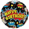 Ballon Super Héros Happy Birthday Noir En Aluminium