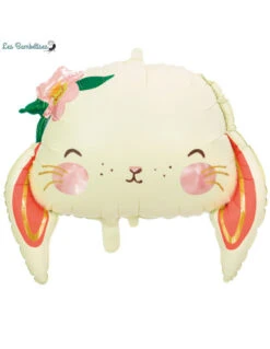 Ballon Tête De Lapin Avec Fleurs 50X45Cm