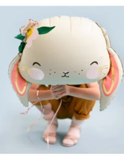Ballon Tête De Lapin Avec Fleurs 50X45Cm -Déco Festive Soldes ballon tete de lapin avec fleurs 50x45cm 4
