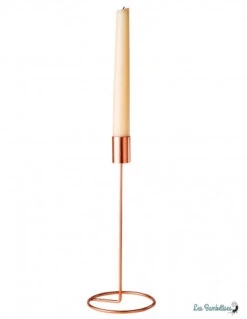 Bougeoir Sur Pied En Métal Rose Gold Mat