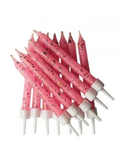Bougies Anniversaire Paillettes Rose Clair