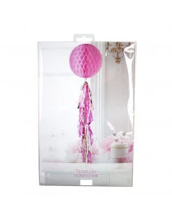 Boule Alvéolée Rose Avec Longue Guirlande Tassel Rose Et Or -Déco Festive Soldes boule alveolee rose avec longue guirlande tassel rose et or 2
