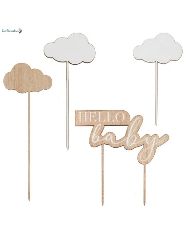 Cake Topper Hello Baby Nuage En Bois 2 Cake Topper Hello Baby Nuage En Bois – Image 2