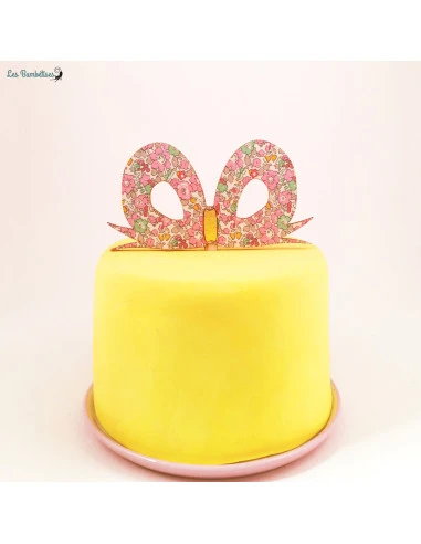 Cake Topper Noeud Tissu Liberty Pastel 2 Cake Topper Noeud Tissu Liberty Pastel – Image 2