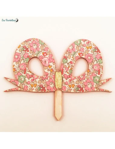 Cake Topper Noeud Tissu Liberty Pastel 1 Cake Topper Noeud Tissu Liberty Pastel