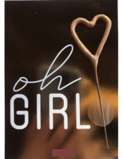 Carte "Oh Girl" Bougie Magique Coeur Rose Gold