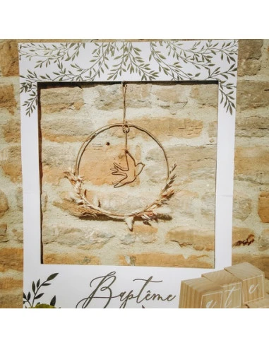 Cercle Métal Fleurs Séchées Baptême Ou Communion 3 Cercle Métal Fleurs Séchées Baptême Ou Communion – Image 3