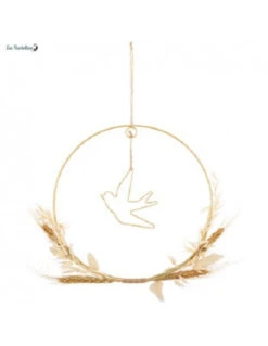 Cercle Métal Fleurs Séchées Baptême Ou Communion