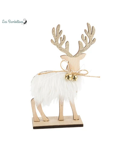 Cerf En Bois Fourrure Décoratif 20 X13,5 Cms 1 Cerf En Bois Fourrure Décoratif 20 X13,5 Cms