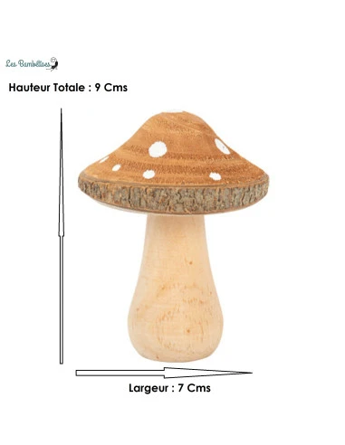 Champignon En Bois à Pois Blancs 7x9cms 2 Champignon En Bois à Pois Blancs 7x9cms – Image 2