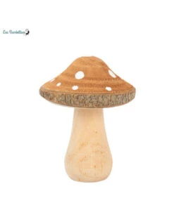 Champignon En Bois à Pois Blancs 7x9cms