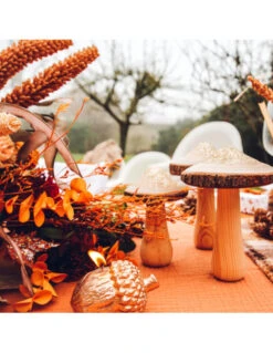 Champignon En Bois Avec Paillettes Or 10x14cms 6 Champignon En Bois Avec Paillettes Or 10x14cms -Déco Festive Soldes champignon en bois avec paillettes or 10x14cms 2