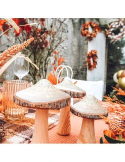 Champignon En Bois Avec Paillettes Or 10x14cms 7 Champignon En Bois Avec Paillettes Or 10x14cms -Déco Festive Soldes champignon en bois avec paillettes or 10x14cms 3