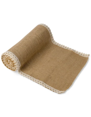 Chemin De Table Jute Bordure Macramé 28cmsX5M 1 Chemin De Table Jute Bordure Macramé 28cmsX5M