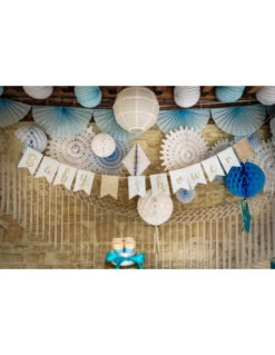 Chemin De Table Lin Rayures Bleu Ciel Baby Shower 6 Chemin De Table Lin Rayures Bleu Ciel Baby Shower -Déco Festive Soldes chemin de table lin rayures bleu ciel baby shower 2