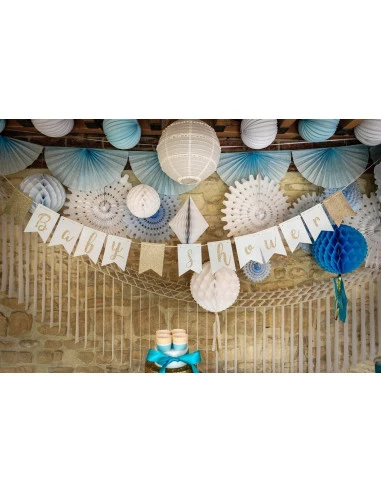 Chemin De Table Lin Rayures Bleu Ciel Baby Shower 3 Chemin De Table Lin Rayures Bleu Ciel Baby Shower – Image 3